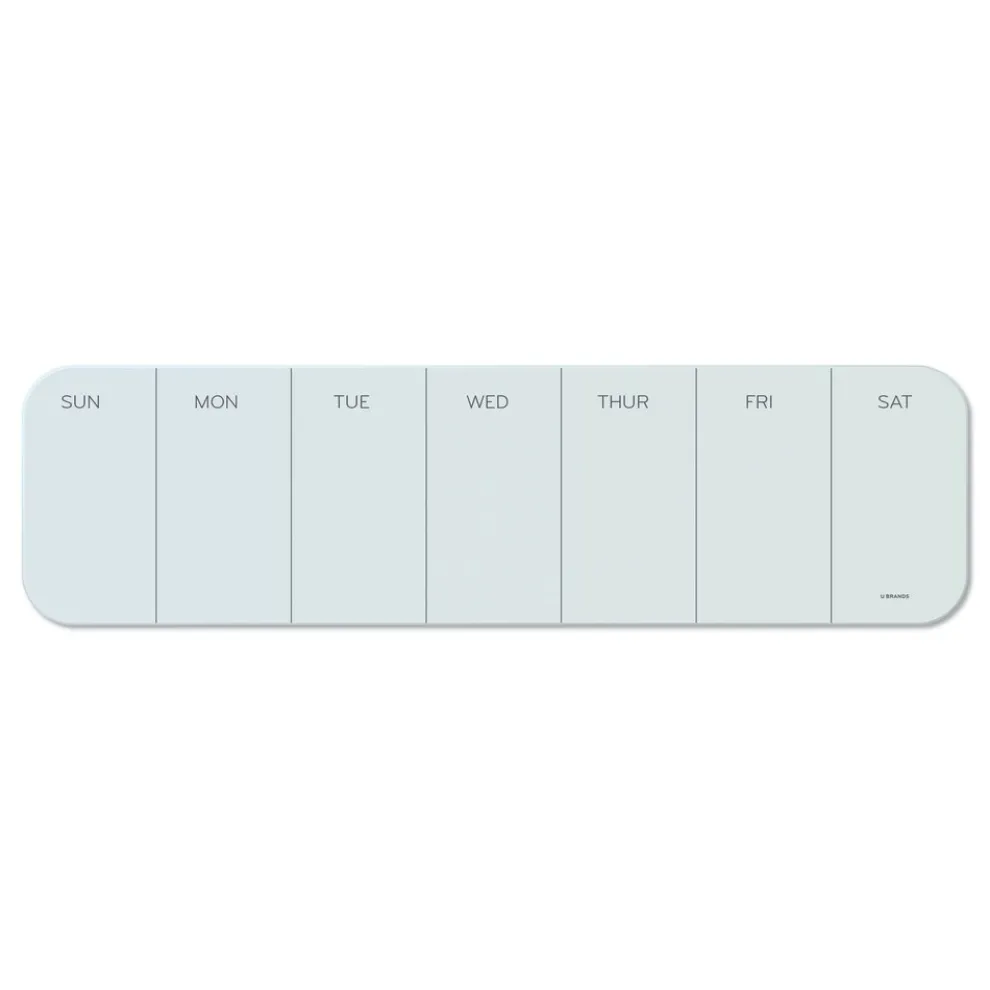 U Brands 20 x 5.5 Undated One-Week Cubicle Glass Dry Erase Board - White Surface