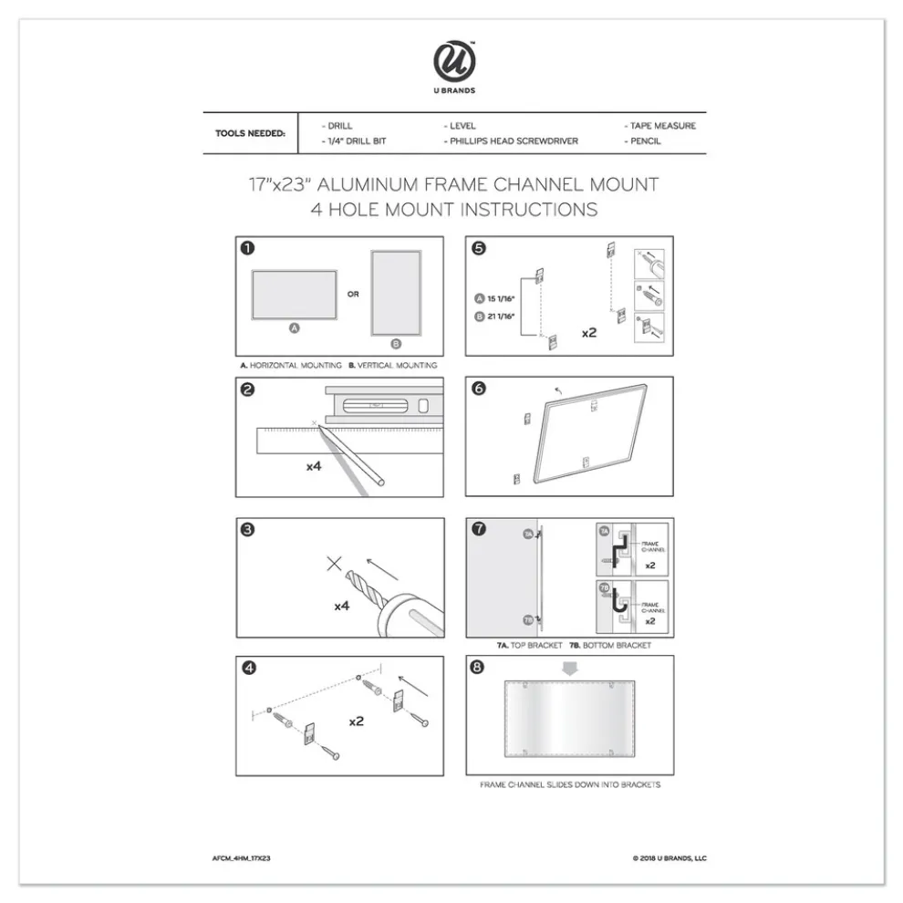 U Brands 4N1 35 x 23 Magnetic Dry Erase Combo Board - Tan/White Surface/Silver Aluminum Frame