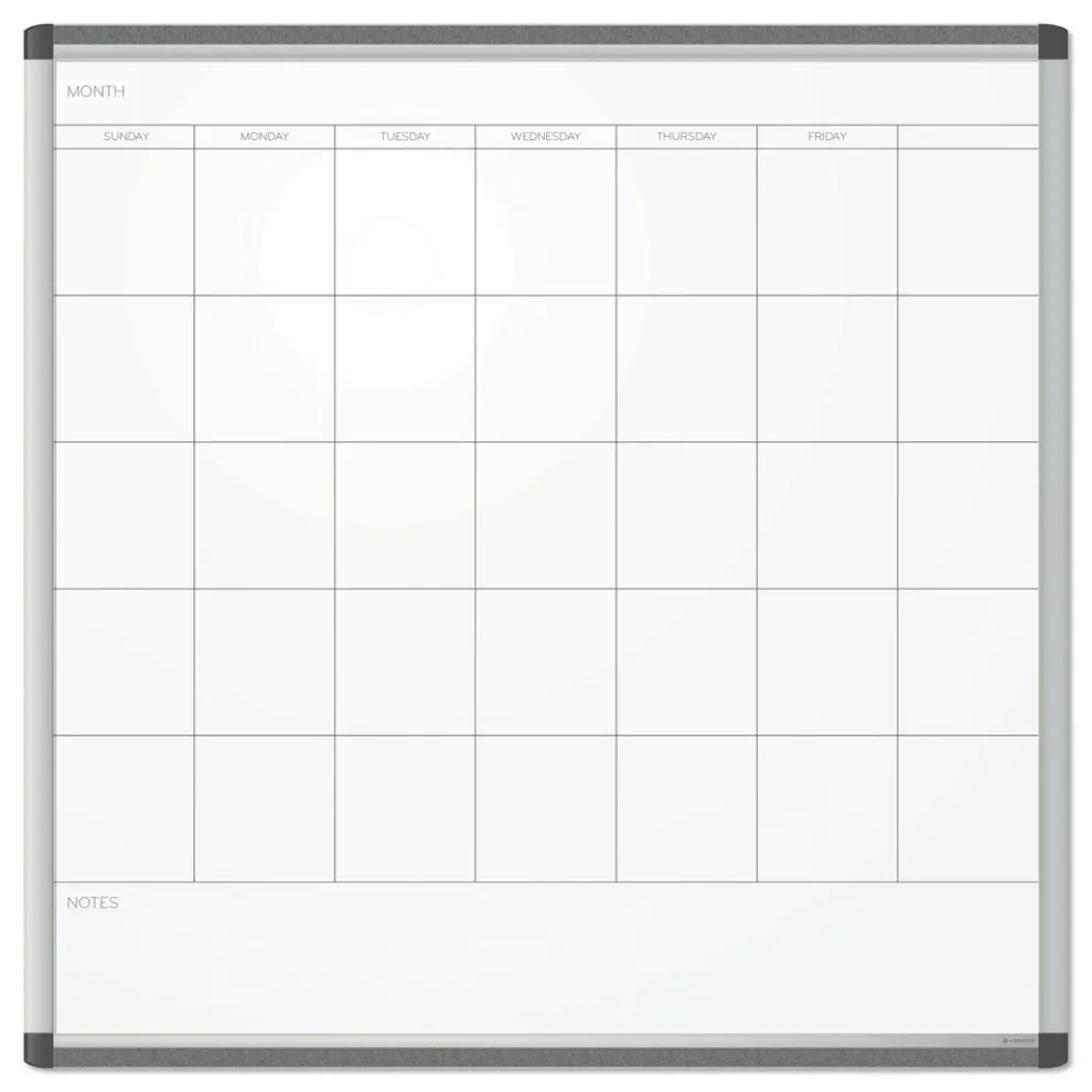 U Brands PINIT 35 x 35 Magnetic Dry Erase Undated One Month Calendar - White
