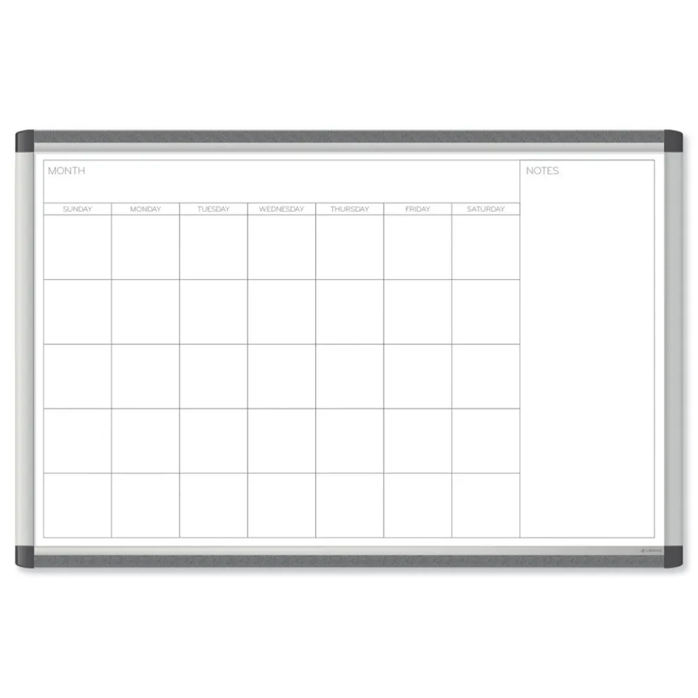 U Brands PINIT 35 x 23 Magnetic Dry Erase Undated One Month Calendar - White