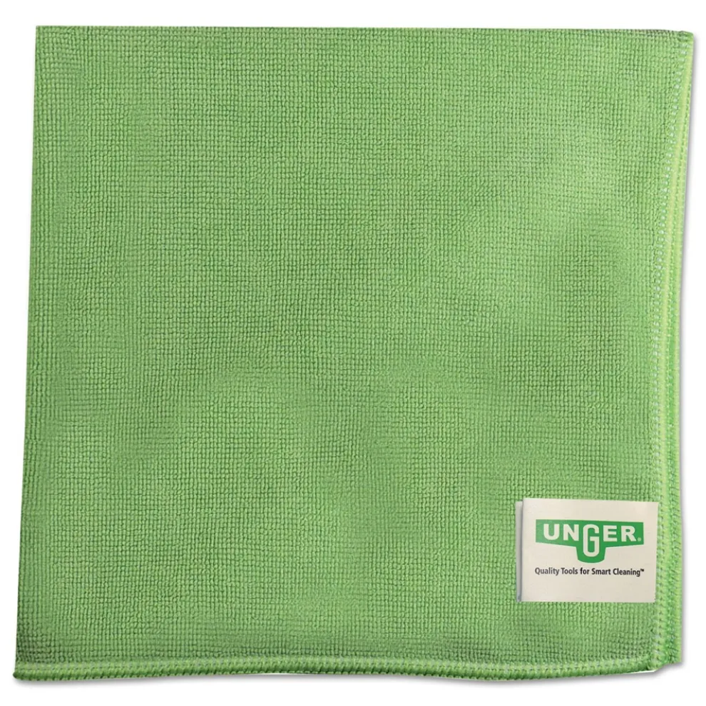 Unger 16 in. x 15 in. SmartColor Microfiber MicroWipes - Green (10/Pack)
