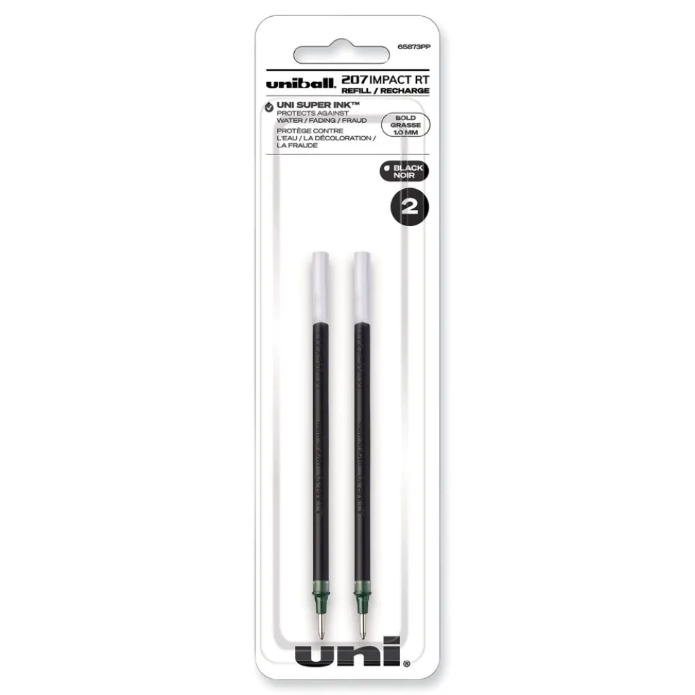 uni-ball 207 Impact RT Gel Bold 1 mm Conical Tip Pen Refills - Black Ink (2/Pack)