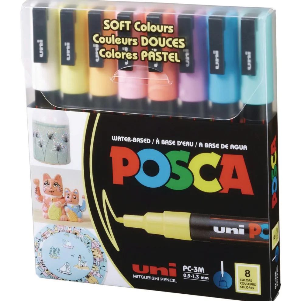 uni-ball Fine Bullet Tip 0.9 mm/1.3 mm Water-Based Paint Markers - Assorted Colors (8/Set)