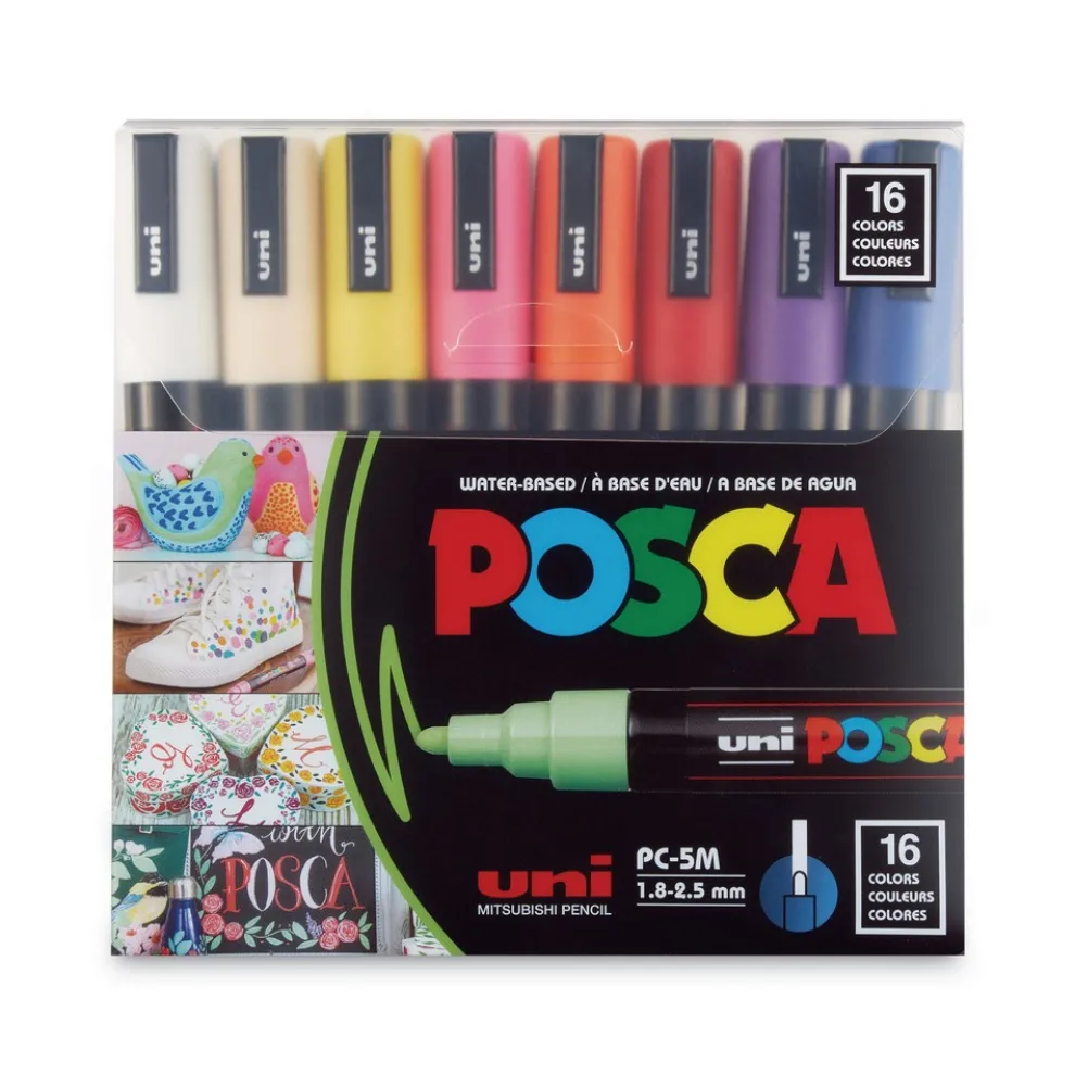 uni-ball Medium Bullet Tip Water-Based Paint Markers - Assorted Colors (16/Pack)
