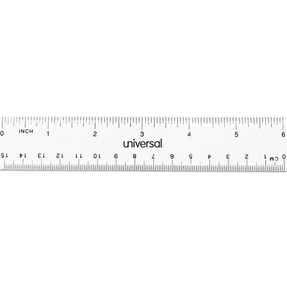 Universal 6 in. Long Standard/Metric Plastic Ruler - Clear (2/Pack)