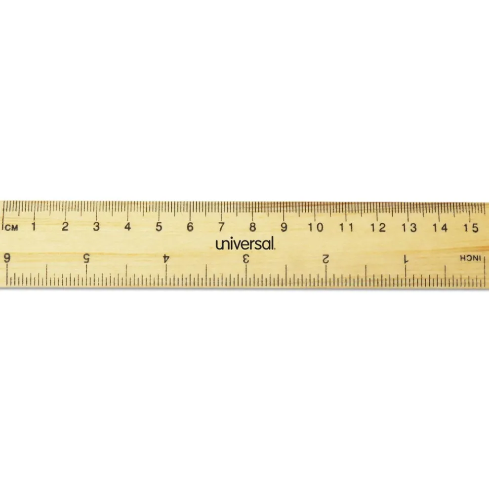 Universal 6 in. Long Standard/Metric Flat Wood Ruler (2/Pack)