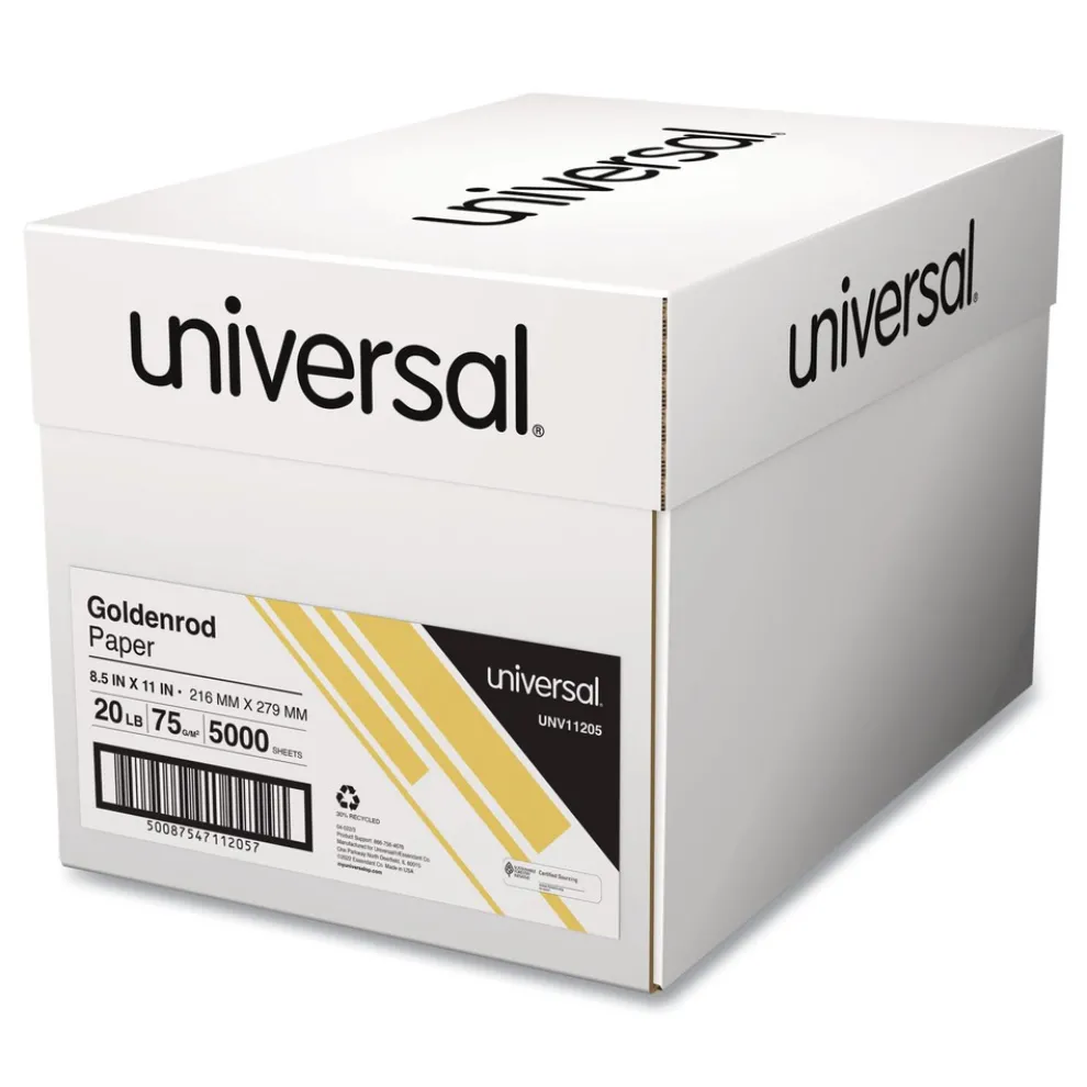 Universal 8.5 in. x 11 in. 20 lbs. Bond Weight Deluxe Colored Paper - Goldenrod (10 Reams/Carton)