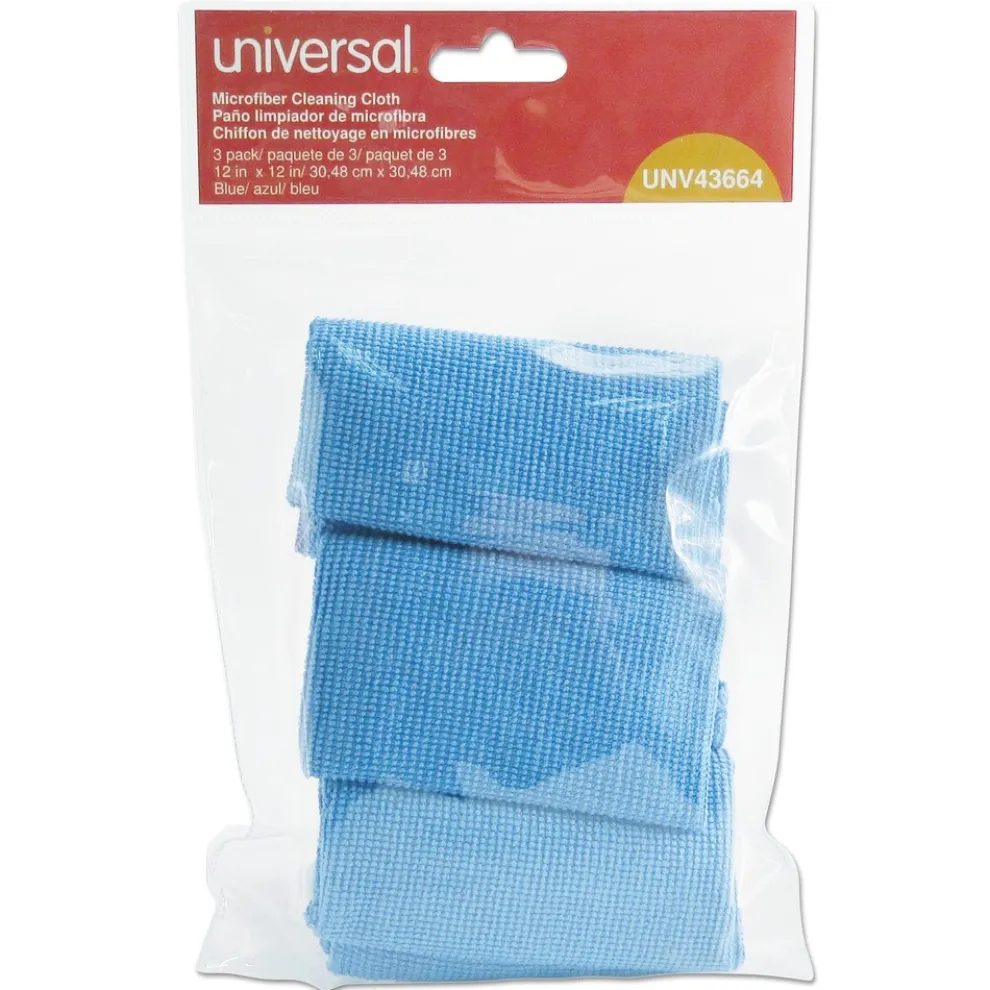 Universal 12 in. x 12 in. Microfiber Cleaning Cloth - Blue (3/Pack)