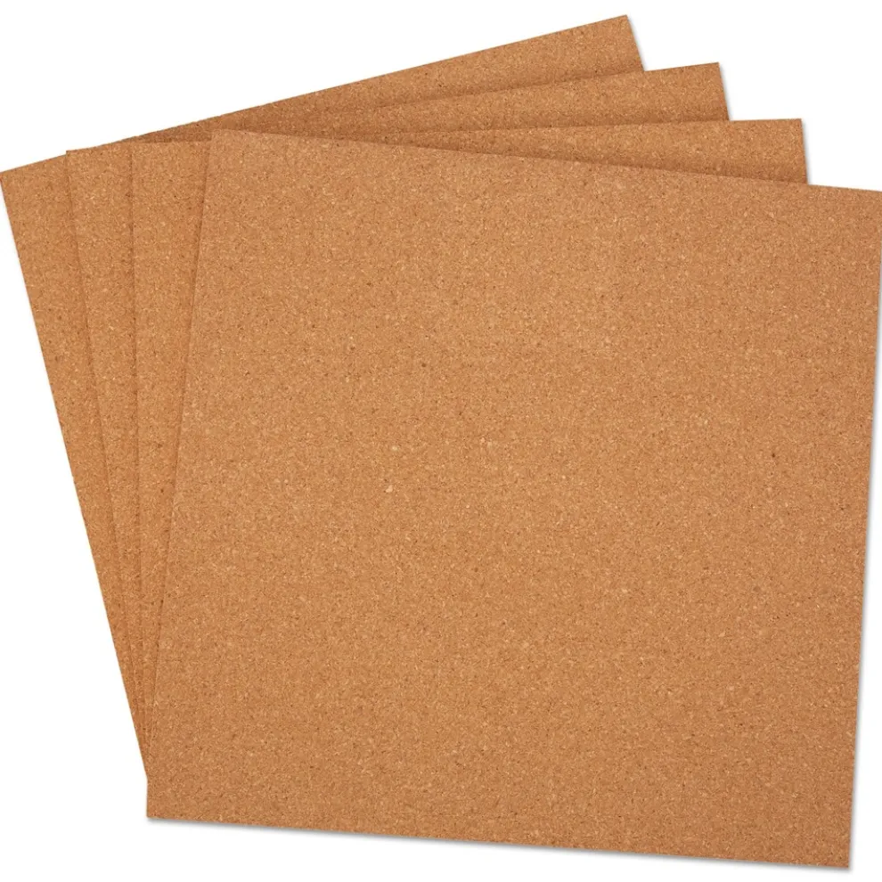 Universal 12 in. x 12 in. Cork Tile Panels - Brown Surface (4/Pack)