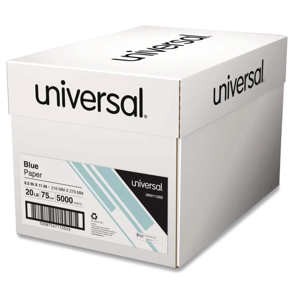 Universal 8.5 in. x 11 in. 20 lbs. Bond Weight Deluxe Colored Paper - Blue (10 Reams/Carton)