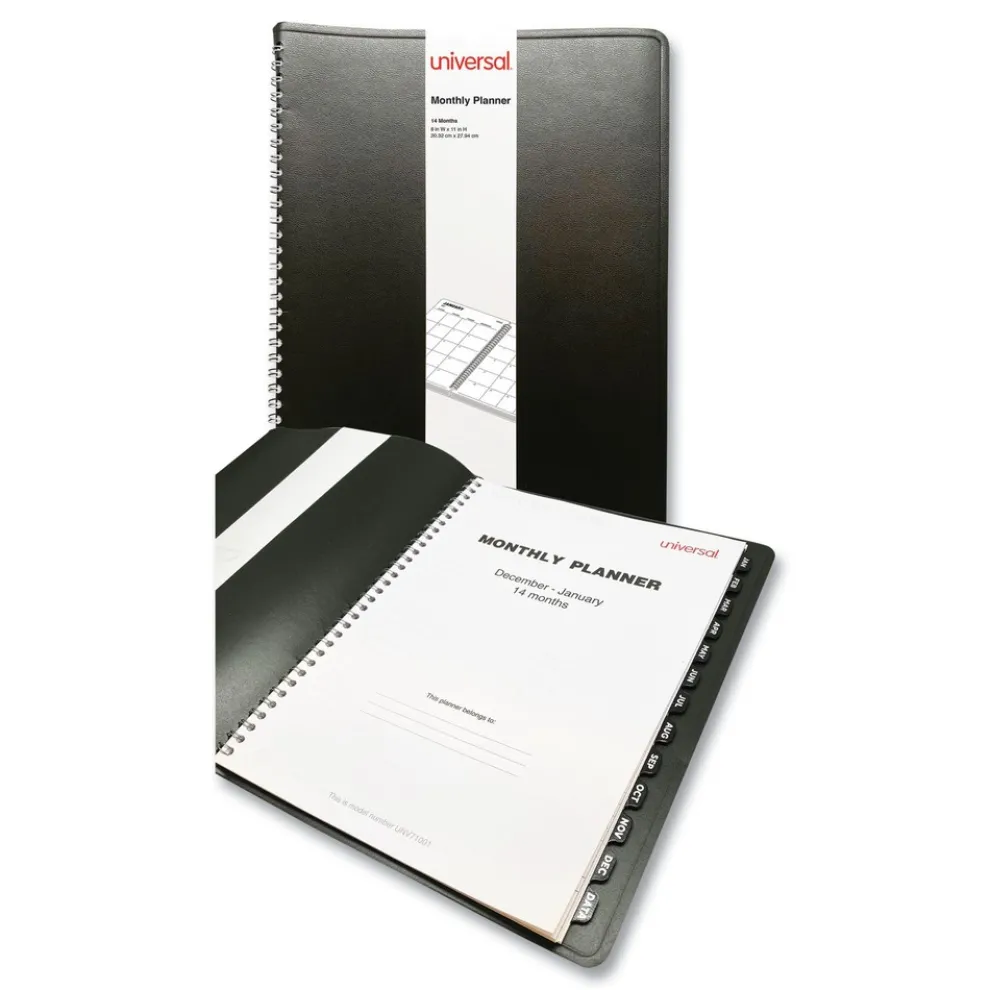 Universal 11 in. x 8 in. 14-Month (Dec 2025-Jan 2027) Monthly Planner - Black Cover