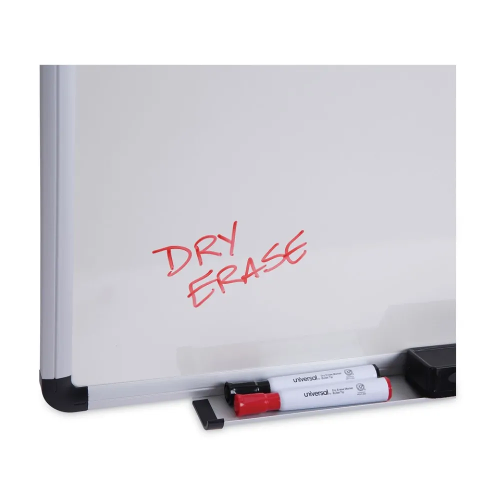 Universal 36 in. x 24 in. Modern Melamine Dry Erase Board - White Surface, Aluminum Frame