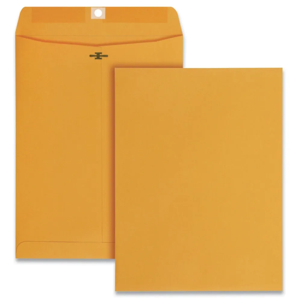 Universal 9 x 12 Kraft Clasp Envelope, Square Flap, Clasp/Gummed Closure - Brown Kraft (250/Carton)