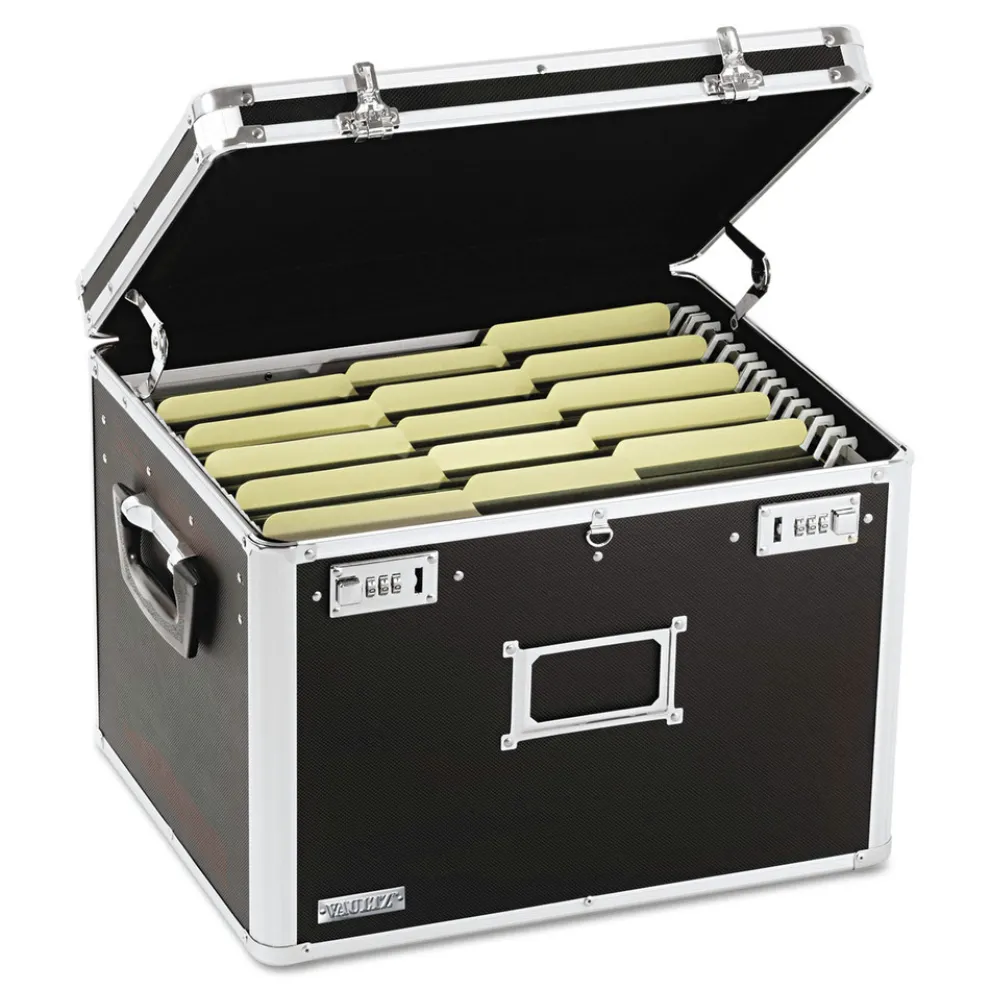 Vaultz VZ01008 17.5 in. x 14 in. x 12.5 in. Letter/Legal Files Locking File Chest with Adjustable File Rails - Black