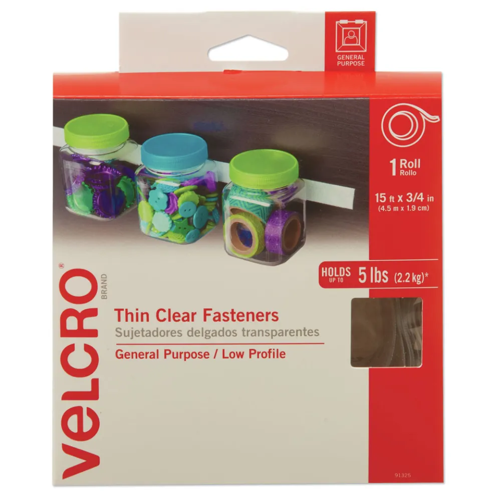 Velcro 0.75 in. x 15 ft. Removable Adhesive Sticky-Back Fasteners - Clear (1-Roll)