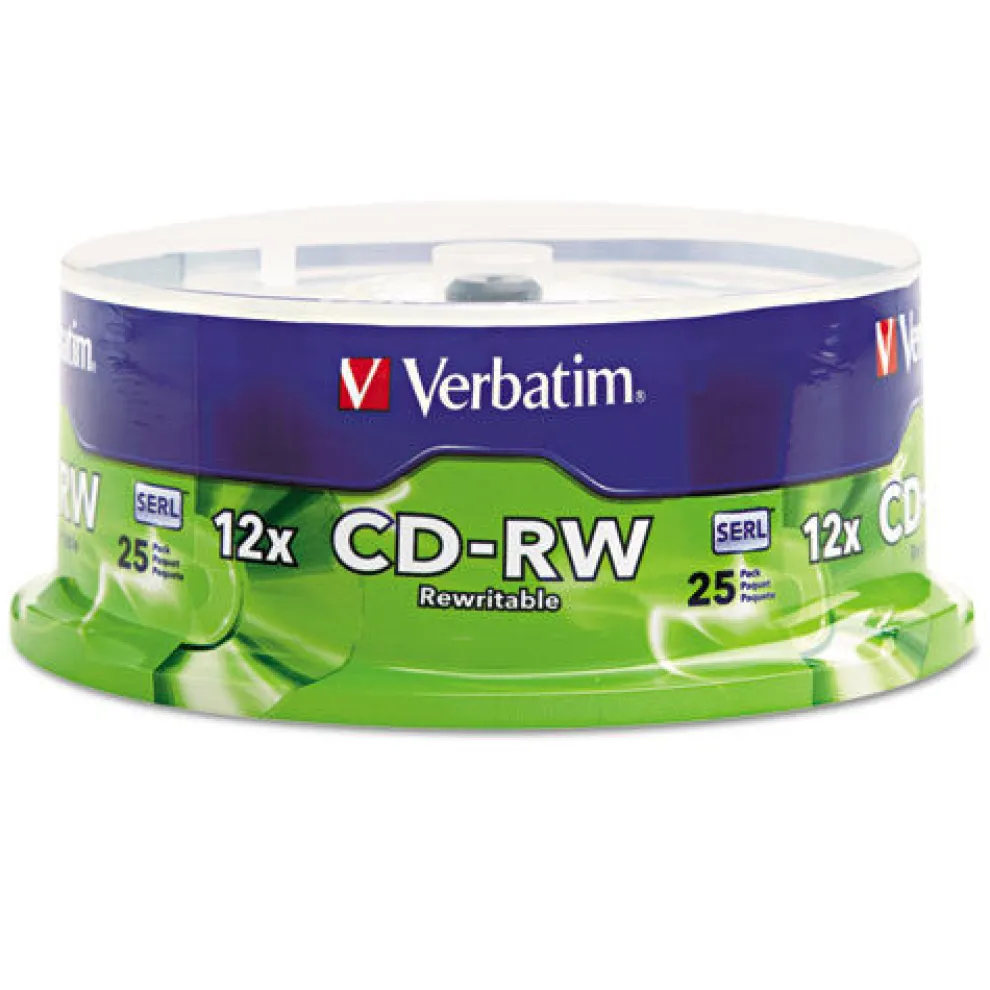 Verbatim 95155 700 MB/80 min 12x CD-RW Rewritable Disc - Silver (25/Pack)