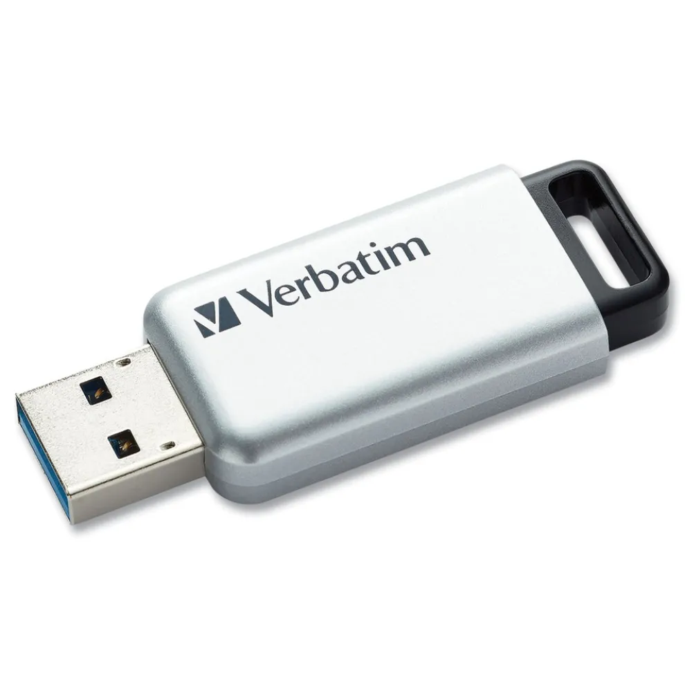 Verbatim 128 GB Store 'n' Go Secure Pro USB Flash Drive with AES 256 Encryption - Silver