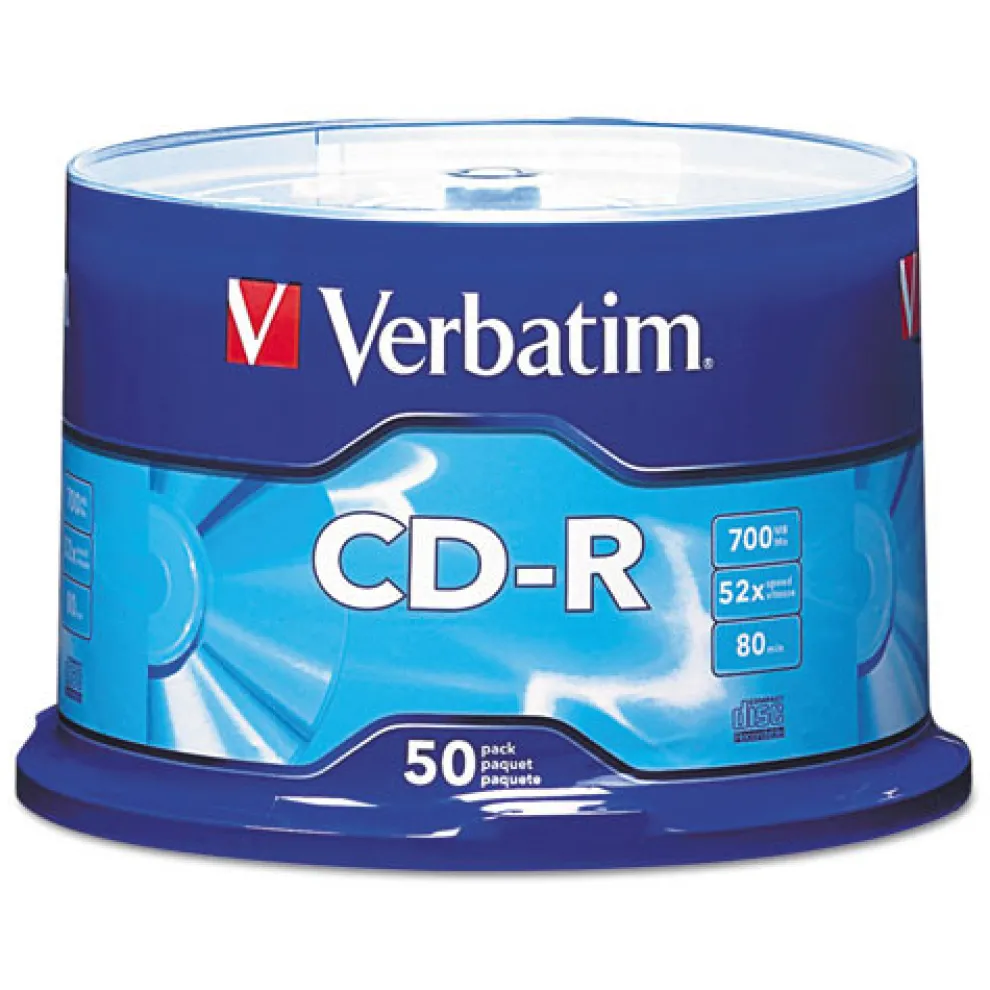 Verbatim 700 MB/80 min 52x CD-R Recordable Disc - Silver (50/Pack)