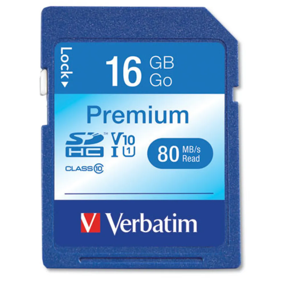 Verbatim 16GB Premium UHS-I V10 U1 Class 10 SDHC Memory Card