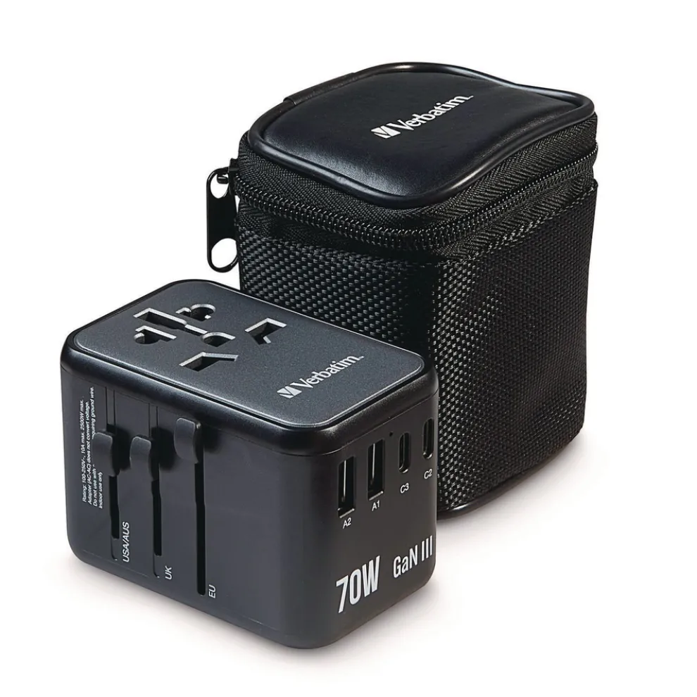Verbatim UTA-09 Gan III 2-USB-A/2-USB-C/USB-C with Power Delivery 3.0 Universal Travel Adapter