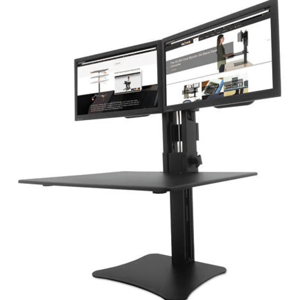 Victor DC350A High Rise 28 in. x 23 in. x 10.5 in. to 15.5 in. Dual Monitor Standing Desk Workstation - Black