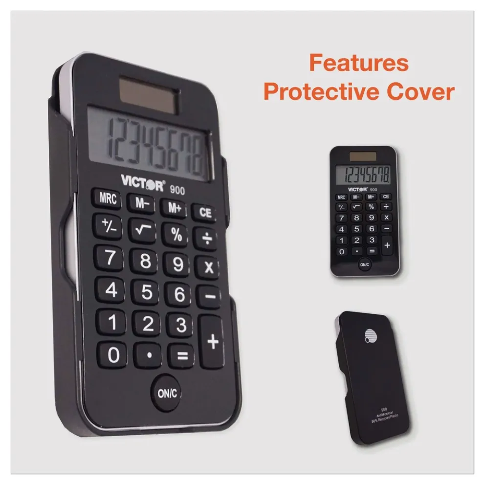 Victor 8-Digit LCD Antimicrobial Pocket Calculator