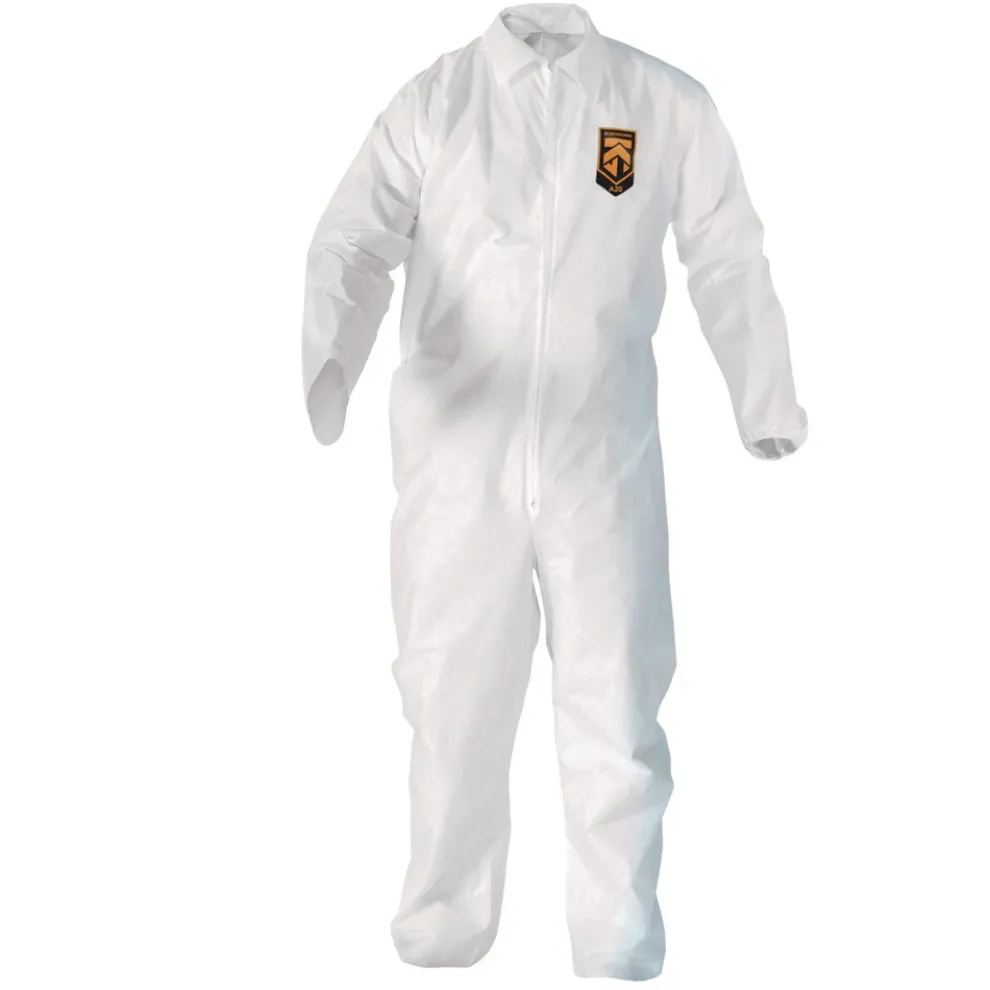 Ansell A20 Zip Front, Elastic-Back, Wrists, and Ankles Breathable Particle Protection Coveralls - Quadruple Extra Large, White (20/Carton)