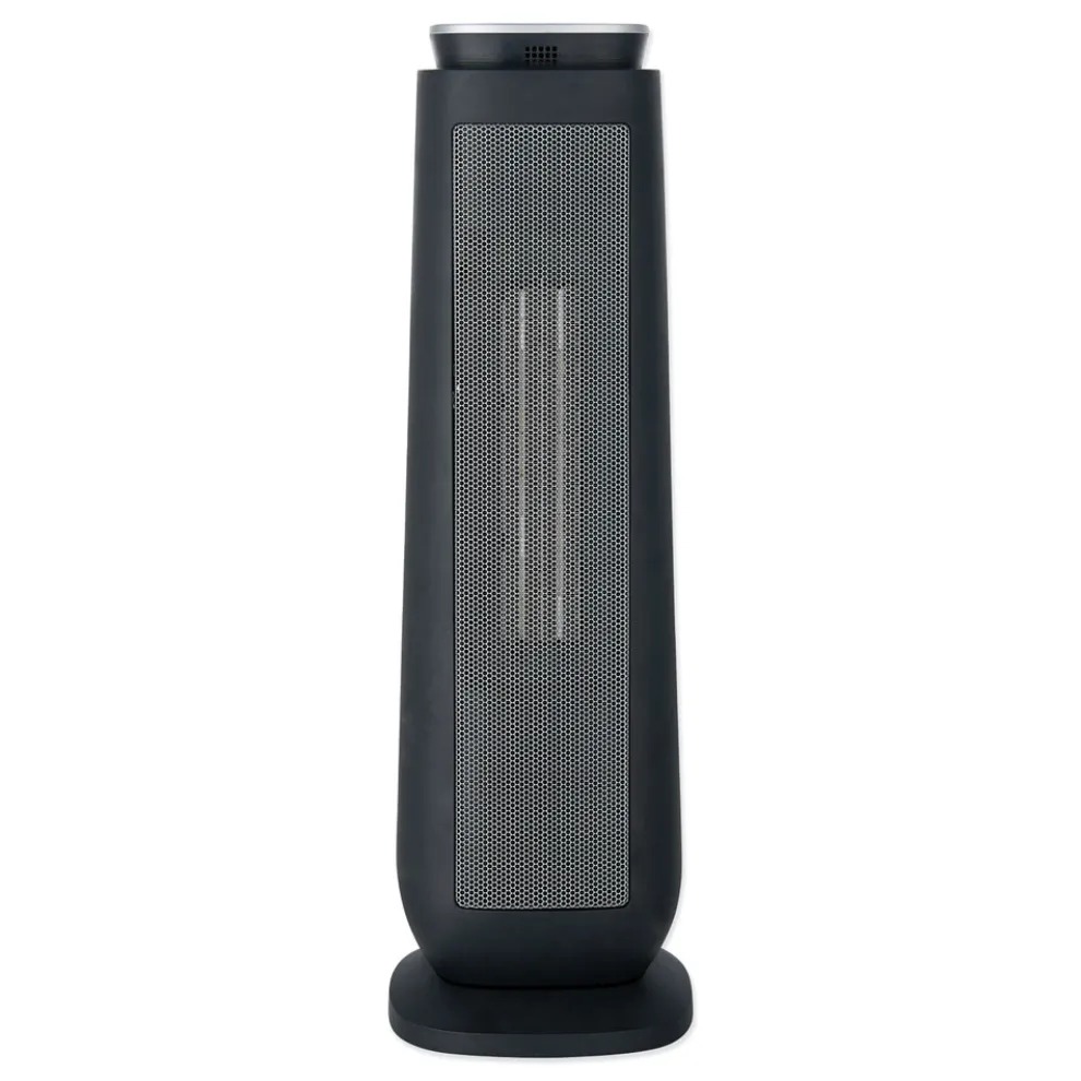 Alera 1500 W 7.17 in. x 7.17 in. x 22.95 in. Ceramic Heater Tower with Remote Control - Black