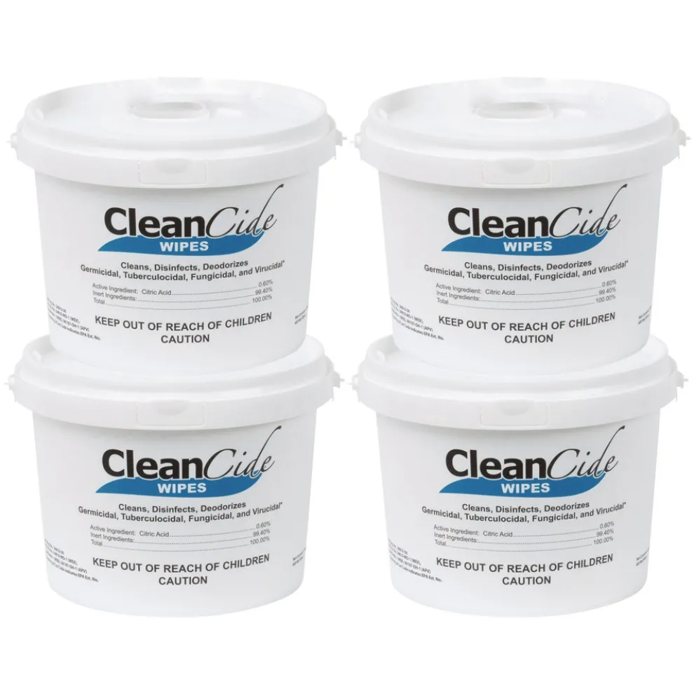 Wexford Labs 1-Ply 8 x 5.5 CleanCide Disinfecting Wipes - Fresh Scent/White (4/Carton)