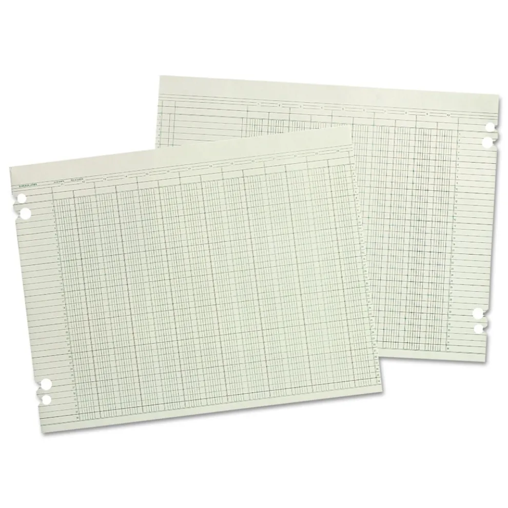 Wilson Jones 30 Columns 11 in. x 17 in. Loose Sheet Accounting Sheets - Green (100/Pack)