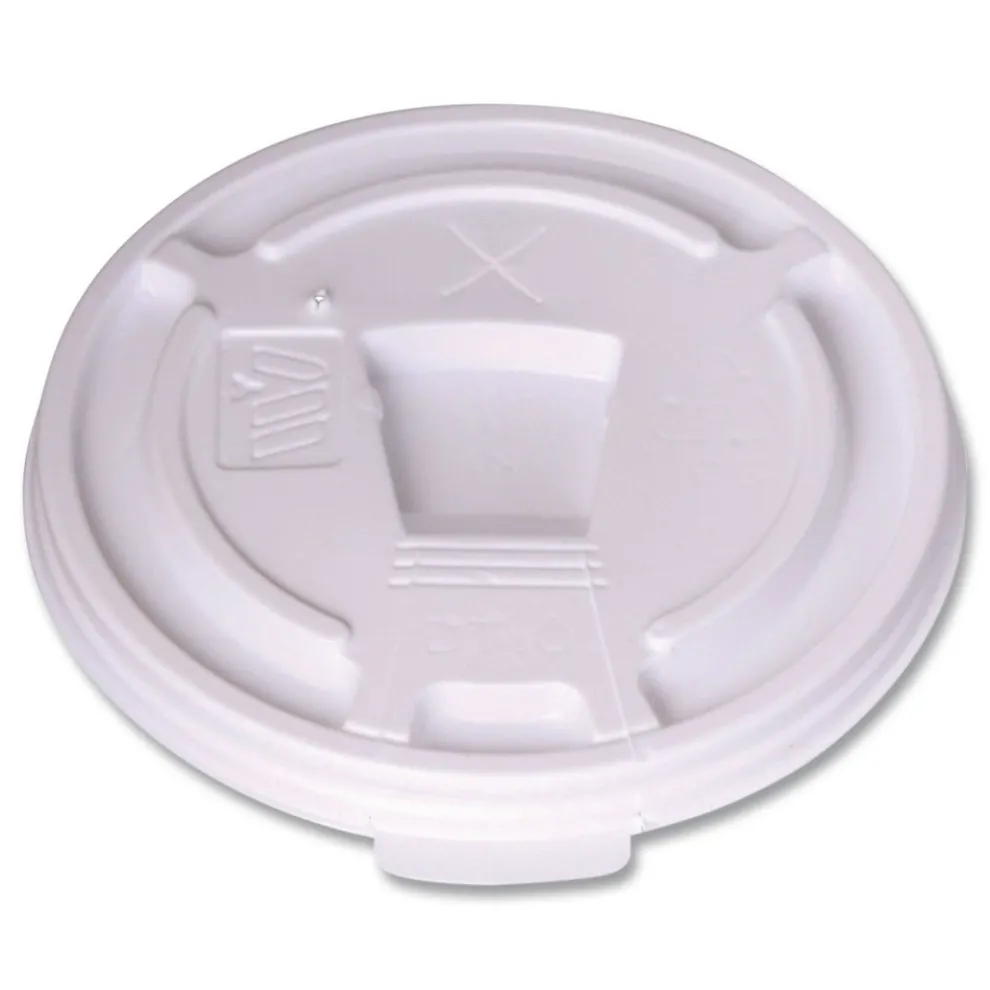 WinCup Drink-Thru Plastic Lids for 10 oz Hot Cups and Bowls - White (1000/Carton)