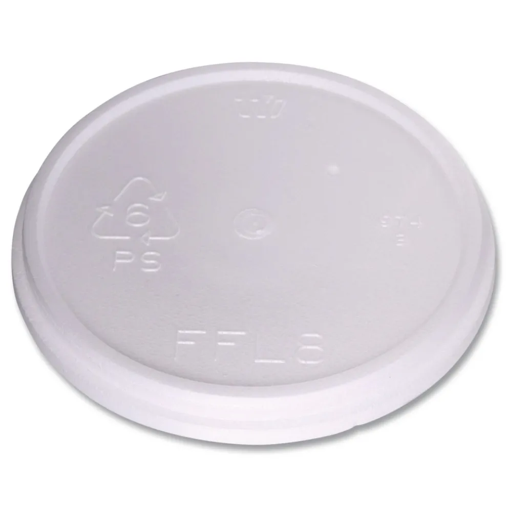WinCup Plastic Lids for 8 oz to 16 oz Cups/5 oz to 10 oz Bowls - White (500/Carton)
