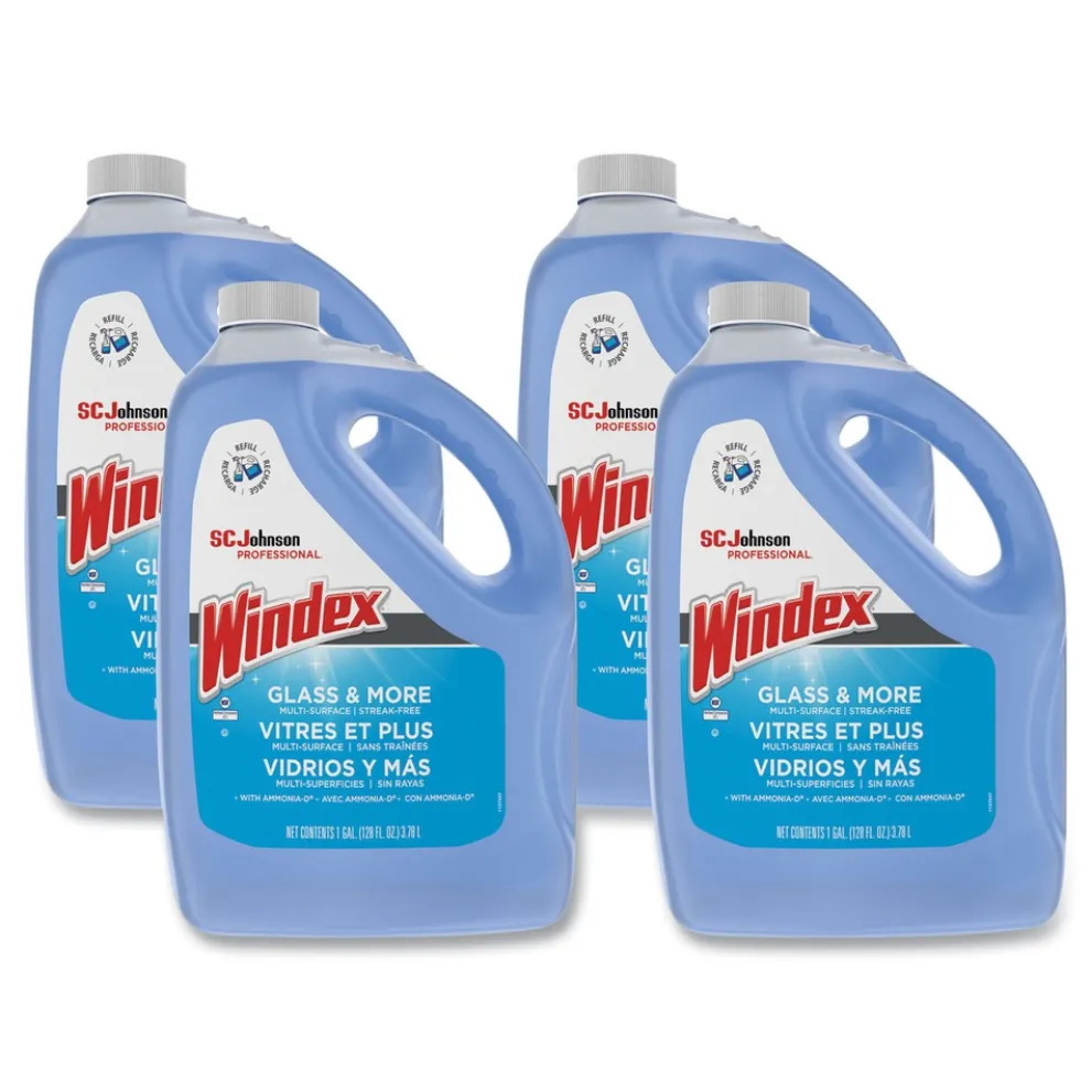Windex Ammonia-D 1 Gallon Bottle Glass Cleaner (4/Carton)