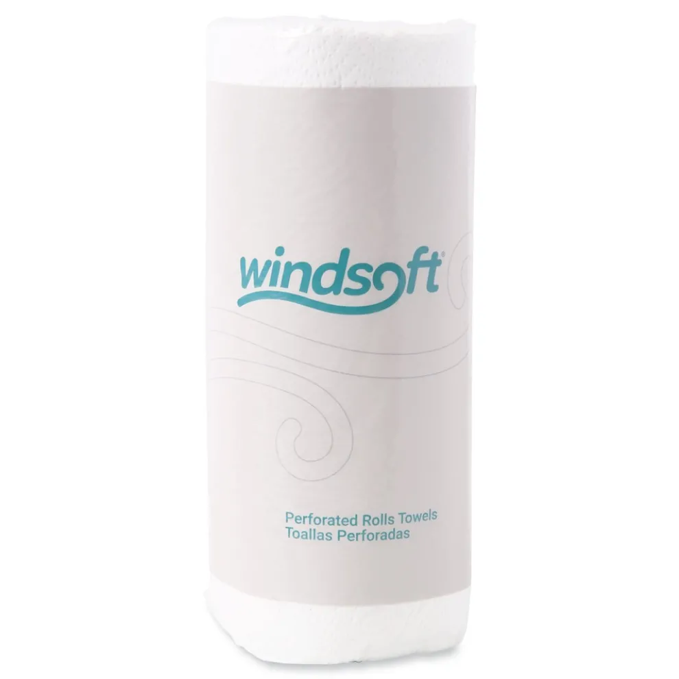Windsoft WIN1220CT 11 in. x 8.8 in. 2-Ply Kitchen Roll Towels - White (30 Rolls/Carton)