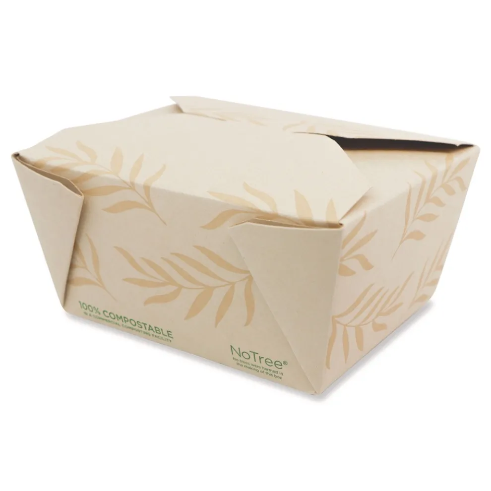 World Centric 4.2 in. x 5.2 in. x 2.5 in. 26 oz. Sugarcane No Tree Folded Takeout Containers - Natural (450/Carton)