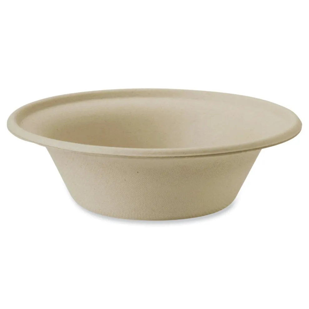 World Centric 6 in. x 6 in. x 1.7 in. 11.5 oz. Paper Fiber Bowls - Natural (1000/Carton)