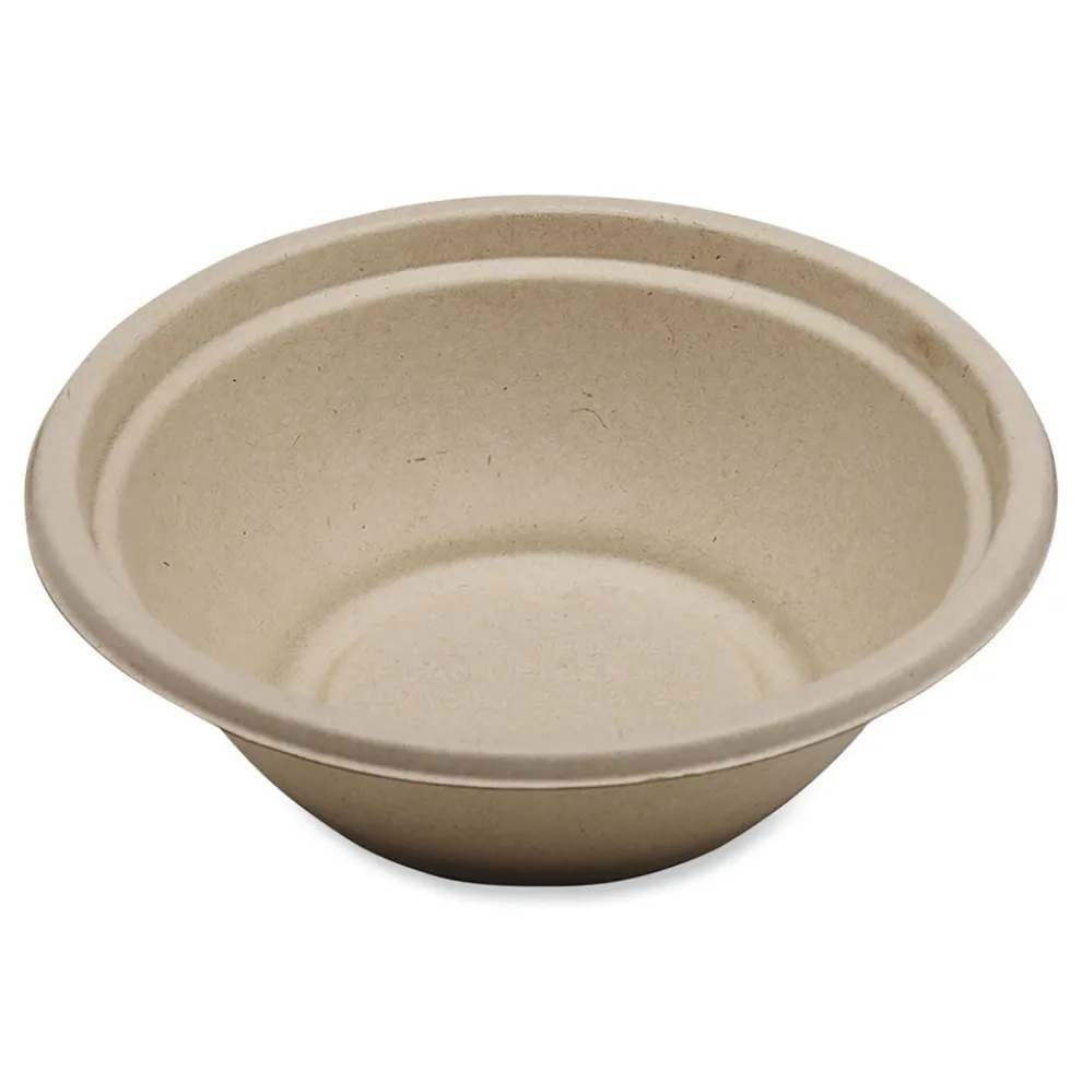 World Centric 7.4 in. x 7.4 in. x 2.3 in. 24 oz. Paper Fiber Bowls - Natural (500/Carton)