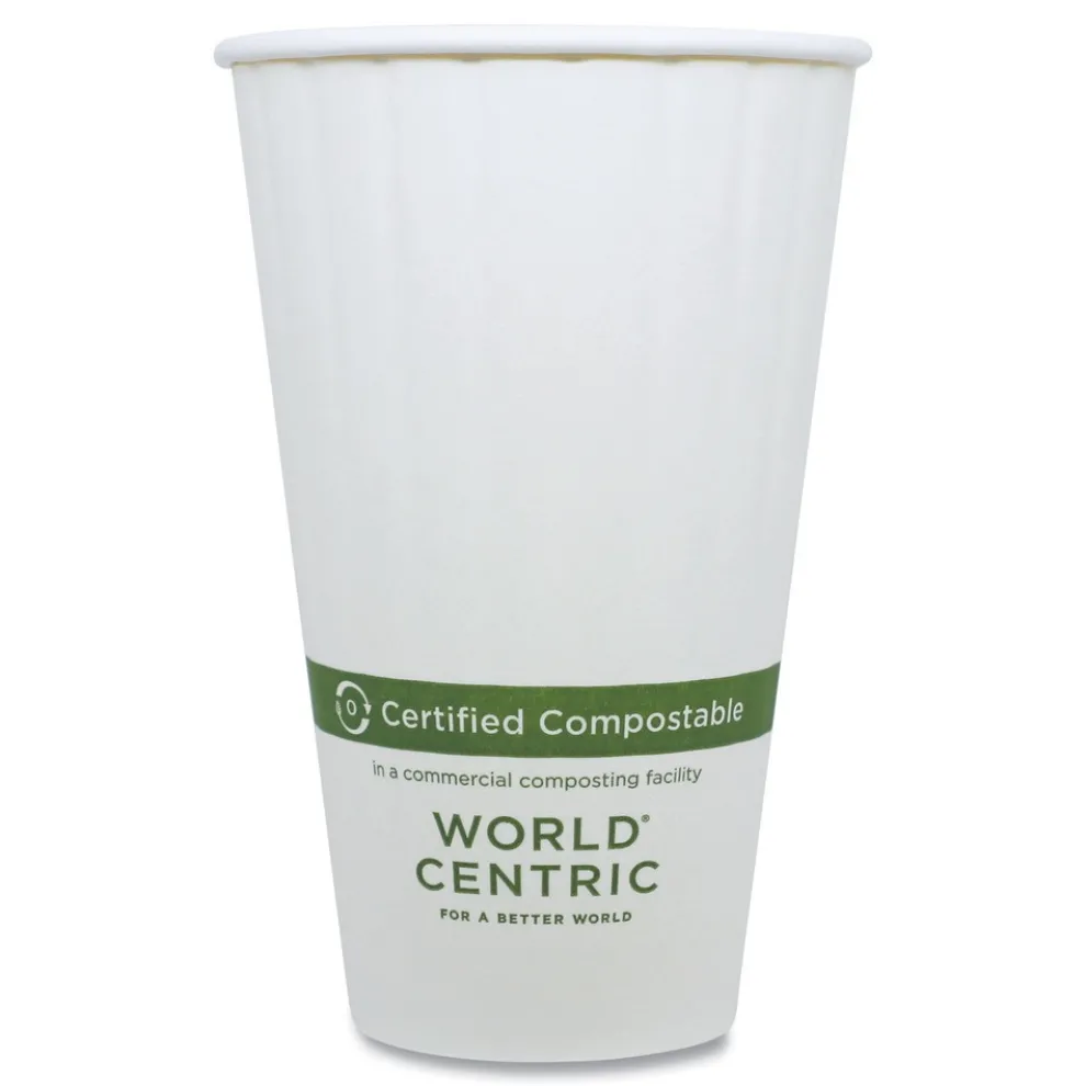 World Centric 16 oz. Double Wall Paper Hot Cups - White (600/Carton)