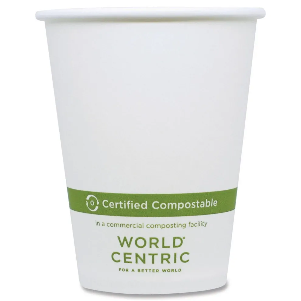 World Centric 8 oz. Paper Hot Cups - White (1000/Carton)
