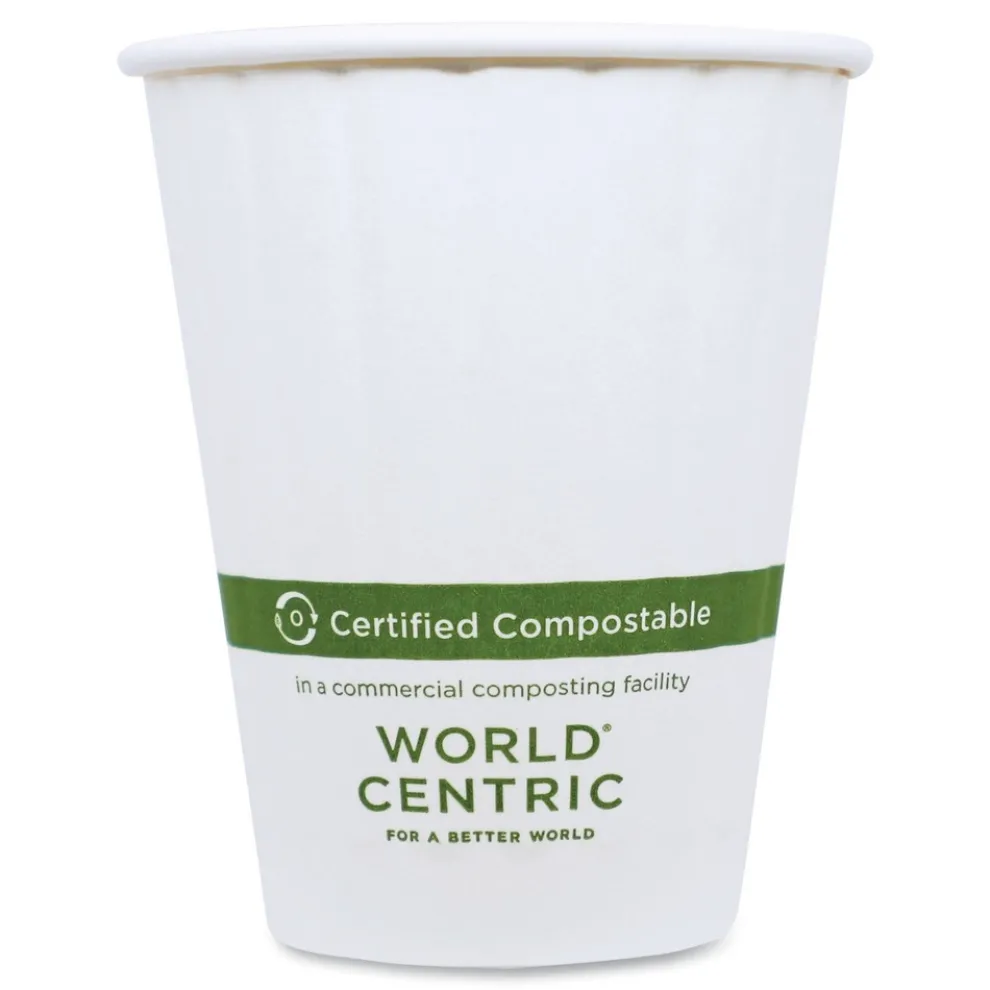 World Centric 8 oz. Double Wall Paper Hot Cups - White (1000/Carton)