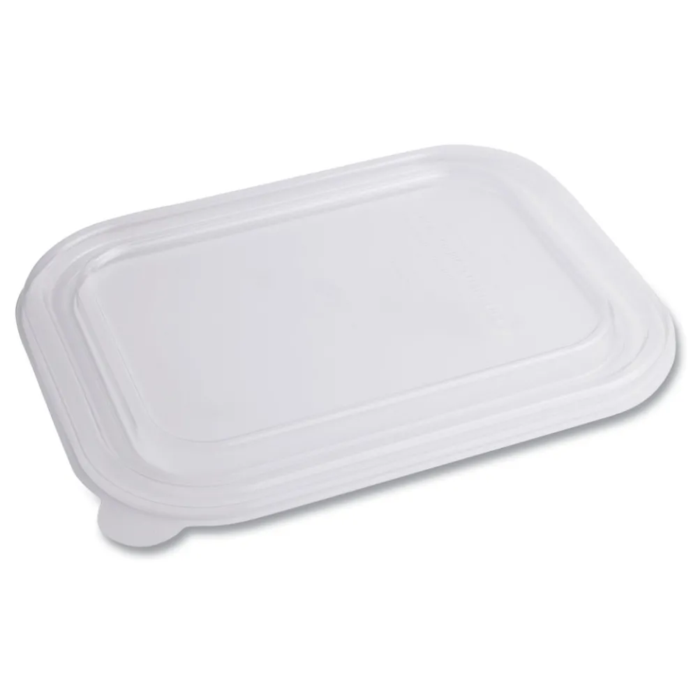 World Centric TRLCS10 7.8 in. x 10.2 in. x 0.5 in. Plastic Lids for TRSC60 Fiber Containers - Clear (400/Carton)