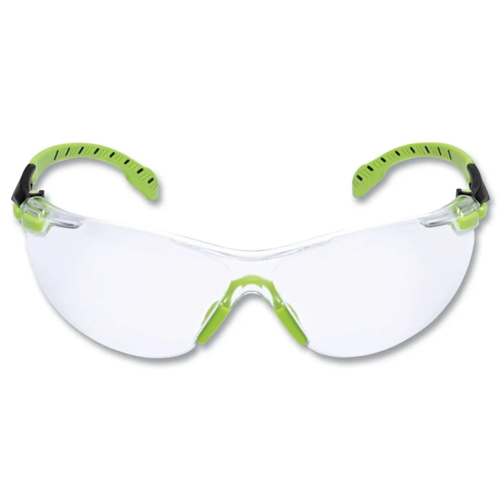 3M Solus 1000-Series Safety Glasses - Black/Green Plastic Frame Clear Polycarbonate Lens