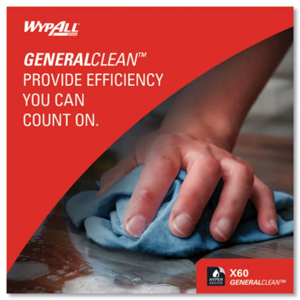 WypAll 12.2 in. x 13.4 in. General Clean Jumbo Roll X60 Cloths - Blue (1100/Roll)