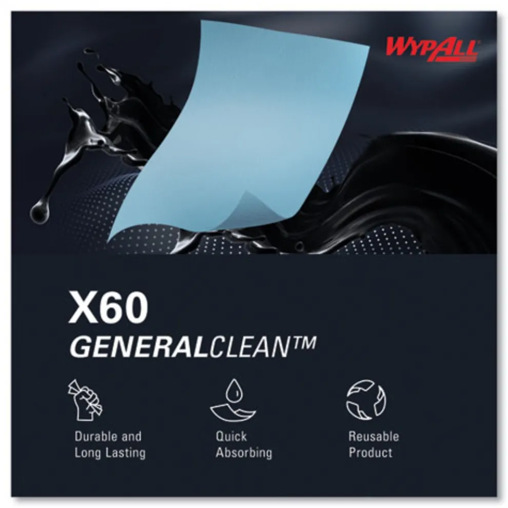 WypAll 12.2 in. x 13.4 in. General Clean Jumbo Roll X60 Cloths - Blue (1100/Roll)