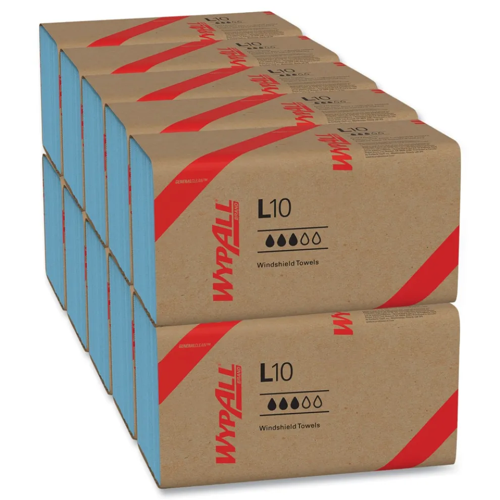 WypAll L10 9.1 in. x 10.25 in. Windshield Towels - Light Blue (224/Pack, 10 Packs/Carton)