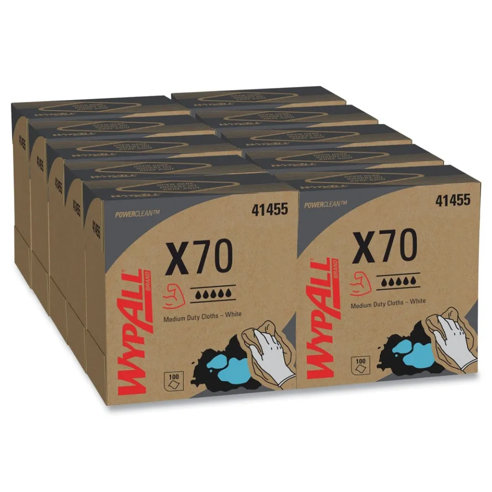 WypAll X70 9-1/10 in. x 16-4/5 in. Cloths - White (100/Box 10 Boxes/Carton)