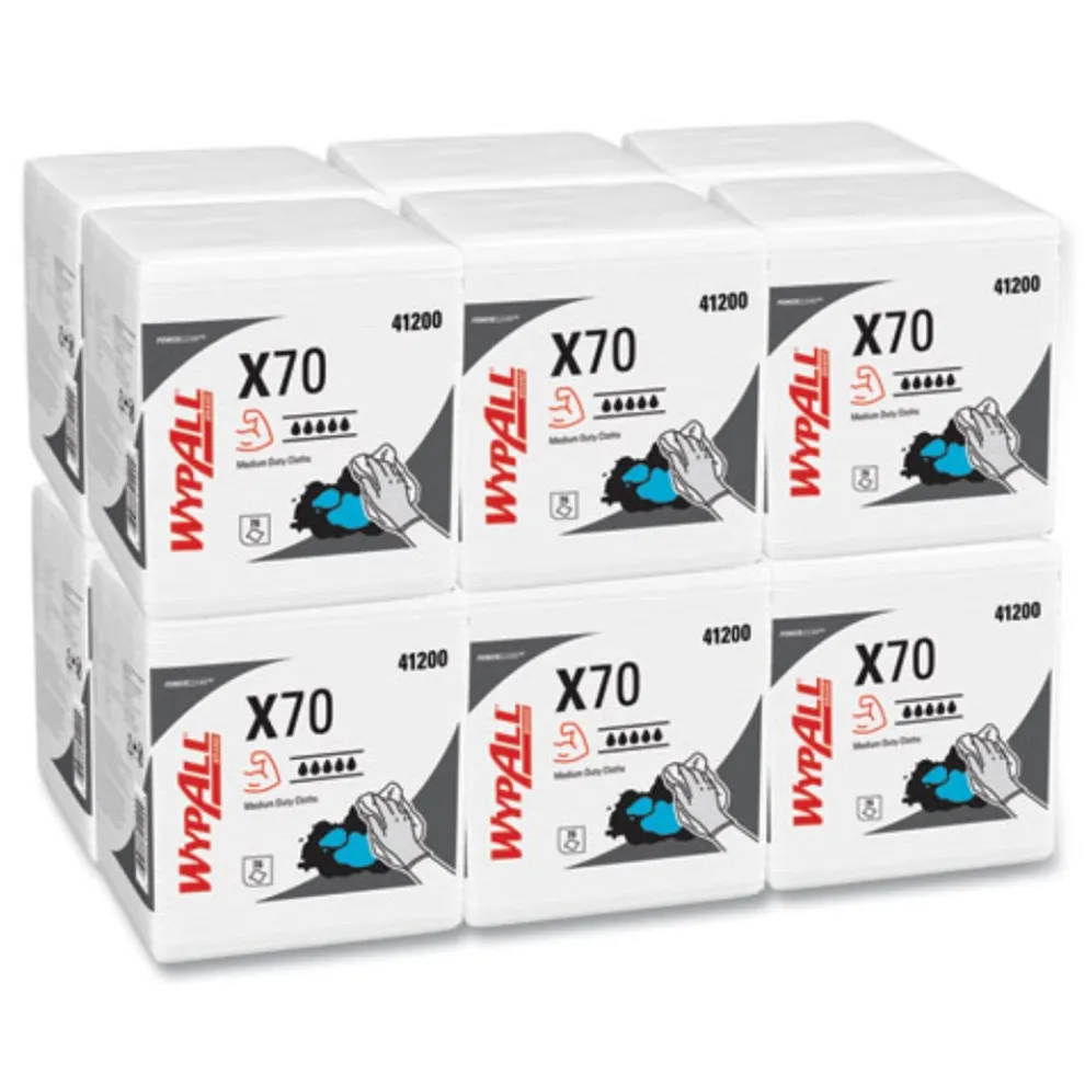 WypAll X70 1/4-Fold 12-1/2 in. x 12 in. Cloths - White (76/Pack 12 Packs/Carton)