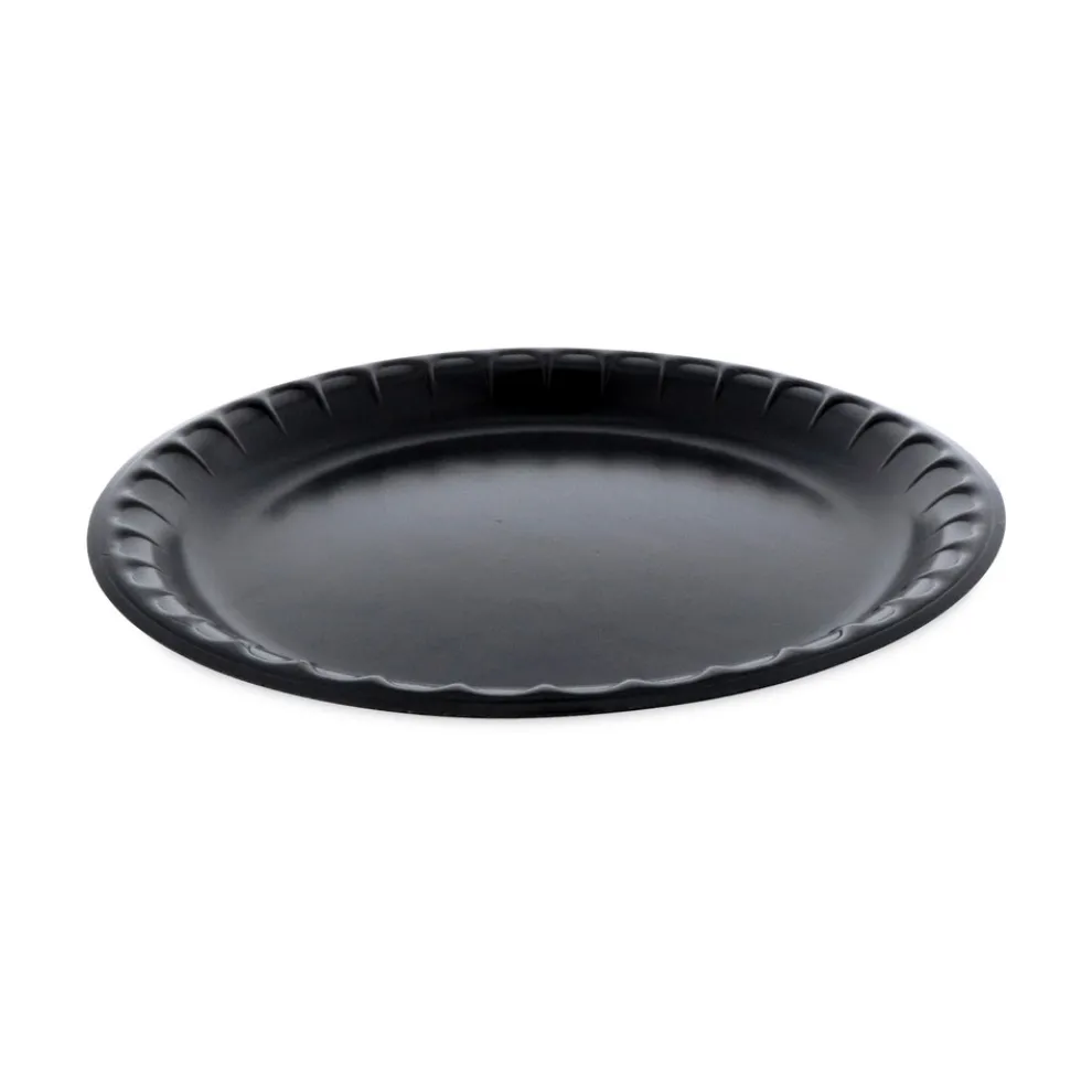 Pactiv Corp. 10.25 in. Diameter Placesetter Deluxe Laminated Foam Plate Dinnerware - Black (540/Carton)