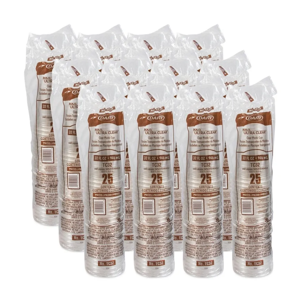 Dart TC32 32 oz. Ultra Clear PETE Cold Cups - Clear (300/Carton)