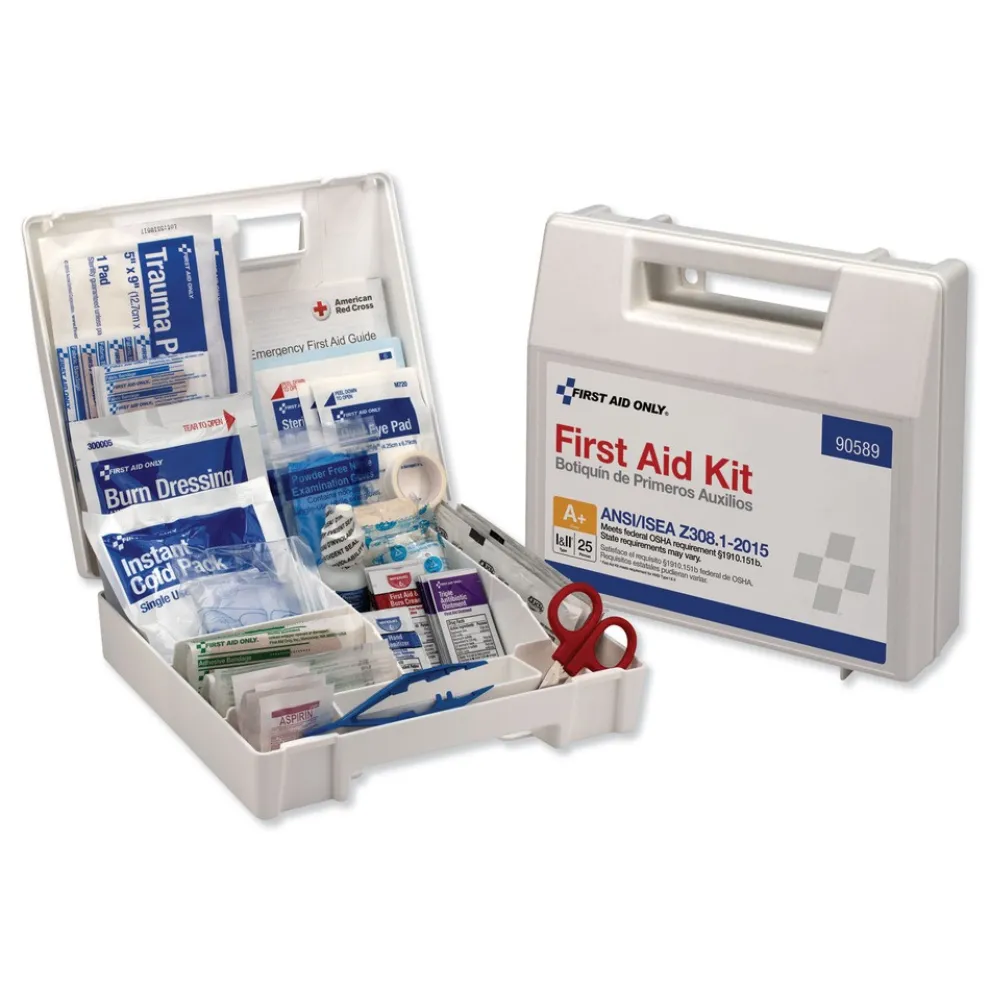 First Aid Only 141-Pieces Plastic Case ANSI 2015 Compliant Class Aplus Type I and II First Aid Kit for 25 People (1-Kit)